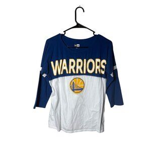 New Era Women's Size Small White Royal Golden State Warriors 34-Sleeve T-Shirt